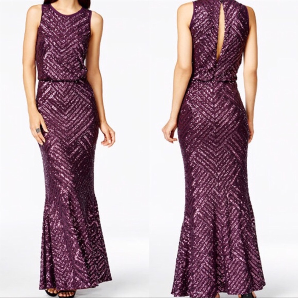 Deep Purple (Plum) Full Sequin Gown